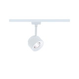 Modern white metal LED spotlight for track systems, energy-efficient indoor lighting solution