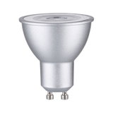 Silver LED reflector lamp with GU10 base made of aluminum for energy-efficient lighting