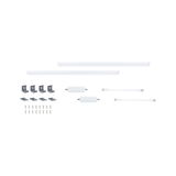 White LED under-cabinet lighting set with mounting clips and connectors for versatile lighting setups