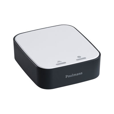 Compact Paulmann bedieningsapparaat in zwart-wit voor slimme lichtregeling in moderne woningen