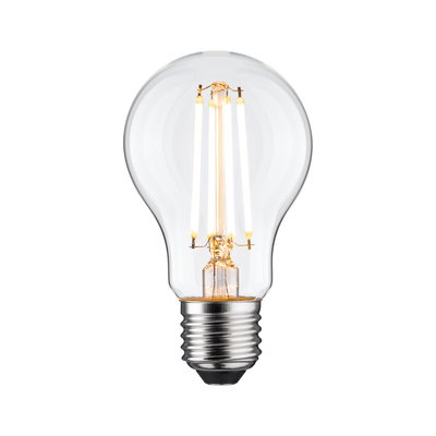 Classic LED light bulb with clear glass and E27 base for energy-efficient lighting solutions