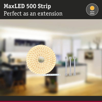 MaxLED 500 Strip warm white LED light strip with extension cables for versatile home lighting