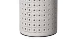 White ceramic lampshade with square perforation pattern and black base for decorative lighting