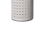 White ceramic lampshade with square perforation pattern and black base for decorative lighting