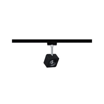 Spot LED carré noir en métal sur rail noir pour éclairage intérieur moderne