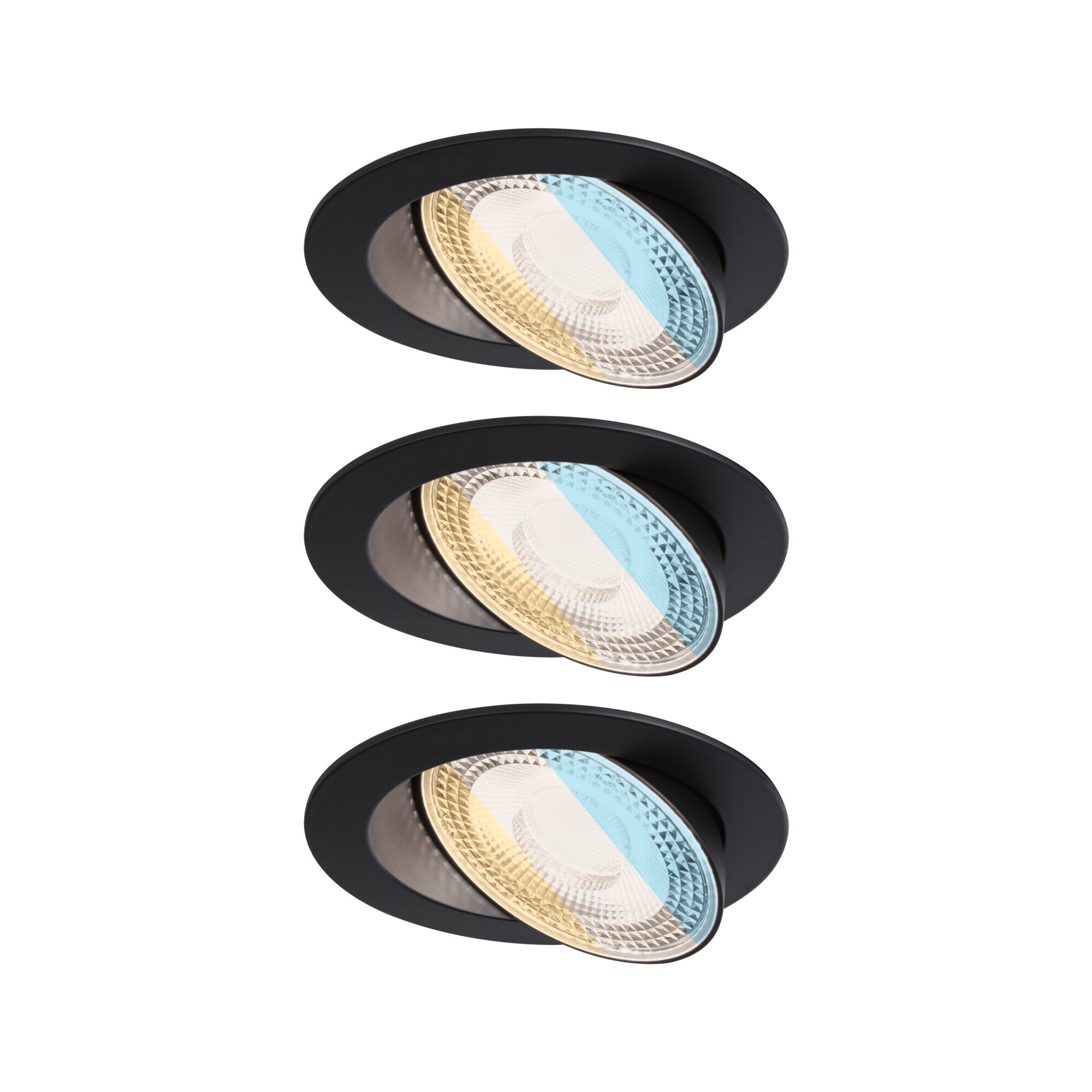 LED Recessed luminaire White Select Aumus 3-piece set round 105mm 90° 3x5W 3x700lm 230V dimmable 2700 - 6500K Black Three black recessed spotlights with adjustable warm and cool white light for living spaces