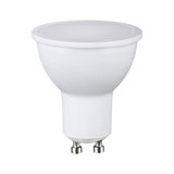 White LED reflector bulb with GU10 base made of plastic for energy-efficient lighting