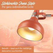 Stehleuchte Juna Style in mattem Orange mit goldfarbenem Innenring für individuelles Licht und Retro-Design