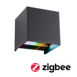 Black metal LED wall light with RGB color change and Zigbee smart lighting control
