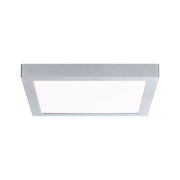 Quadratische Deckenleuchte aus silbernem Aluminium mit weißem Diffusor für modernes Raumlicht