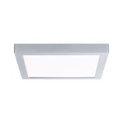 Quadratische Deckenleuchte aus silbernem Aluminium mit weißem Diffusor für modernes Raumlicht