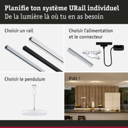 Système de rail URail modulaire noir et blanc avec suspension pour éclairage LED flexible