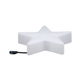 White plastic star with cable connection, decorative LED light for indoor and outdoor use