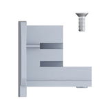Silver metal bracket with matching screw, designed for lighting systems and secure mounting.