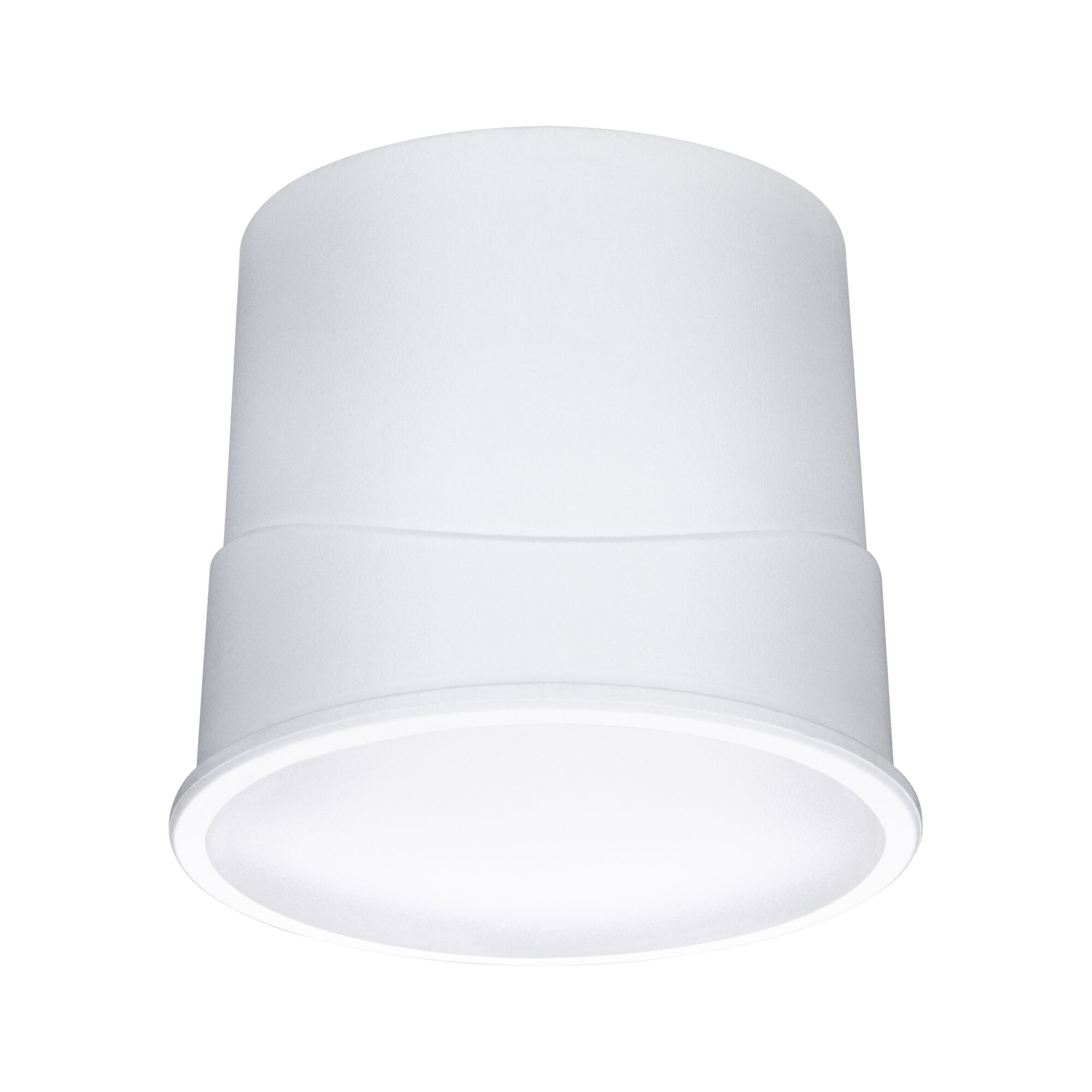 Round white LED recessed light housing made of plastic for modern indoor lighting