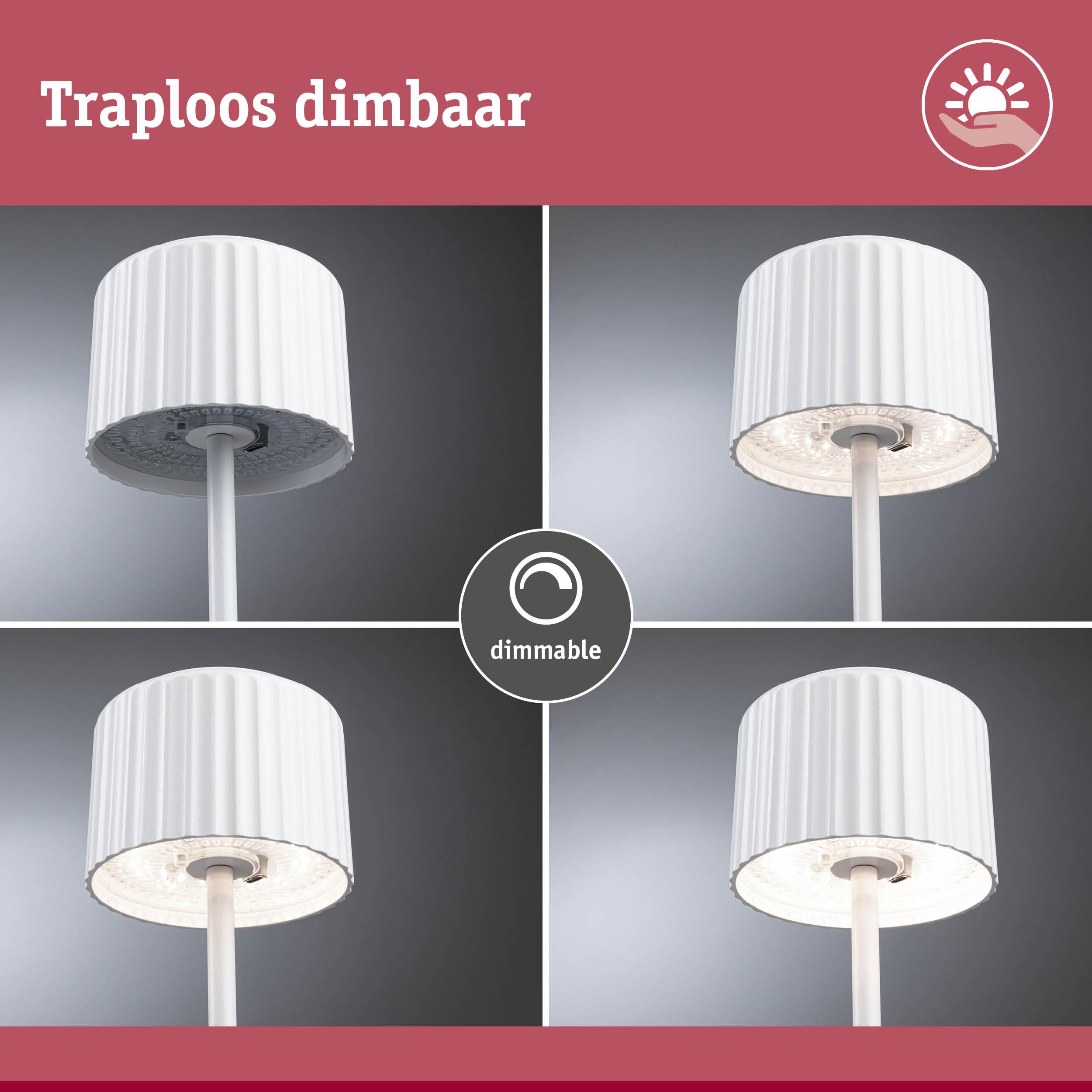 Witte dimbare LED-vloerlamp met geribbelde kap en traploze helderheidsregeling