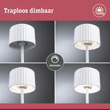 Witte dimbare LED-vloerlamp met geribbelde kap en traploze helderheidsregeling