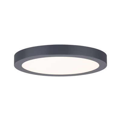 Plafonnier LED rond avec cadre en aluminium gris et diffuseur blanc pour éclairage moderne