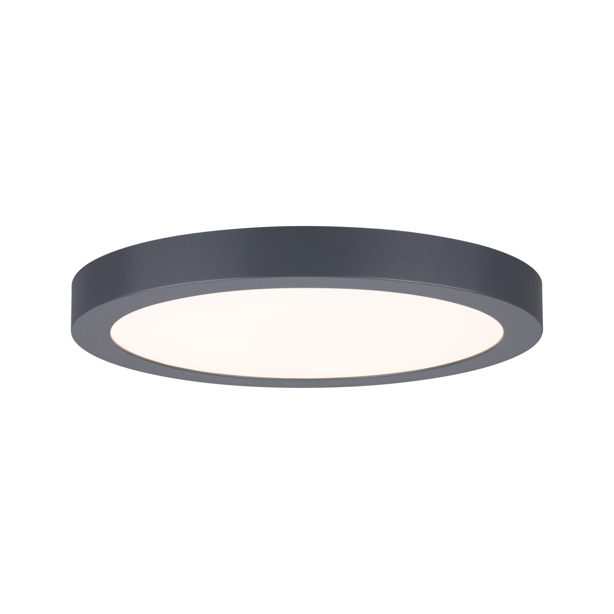 Runde Deckenleuchte aus schwarzem Metall mit warmweißem LED-Licht für moderne Innenräume