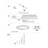 White LED track system with 5 lights, transformer and 10m cable for versatile lighting setups