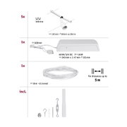 White LED spotlight 160 mm with 12 V DC power supply, including cable and mounting accessories
