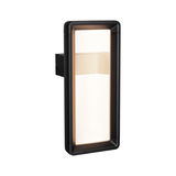 Rectangular black LED wall light with diffuser cover for modern outdoor lighting