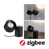 Zwarte metalen LED tafel- en wandlamp met verstelbare kop voor moderne woonruimtes