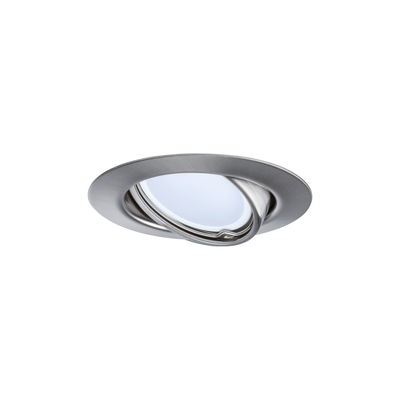 Round adjustable recessed spotlight in brushed stainless steel with white diffuser for LED lighting