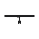 Black metal LED track spotlight with cylindrical design for modern indoor lighting solutions