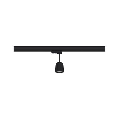 Sort metal LED-skinne spotlight med cylindrisk design til moderne indendørs belysning