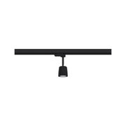 Black metal LED track light with adjustable spotlight for modern interior lighting solutions