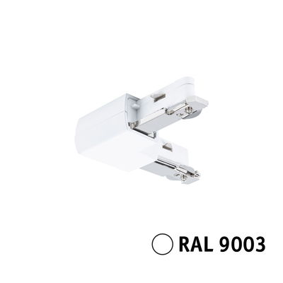 Weißer RAL 9003 LED-Schienenverbinder aus Kunststoff und Metall für flexible Lichtsysteme