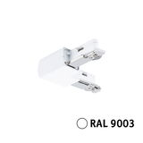 Weißer RAL 9003 LED-Schienenverbinder aus Kunststoff und Metall für flexible Lichtsysteme
