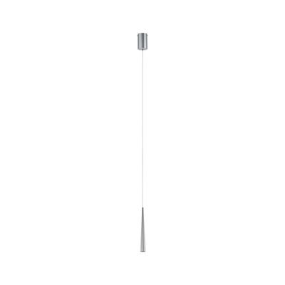 Schlanke Pendelleuchte aus gebürstetem Aluminium in Silber mit langem Kabel für moderne Innenräume