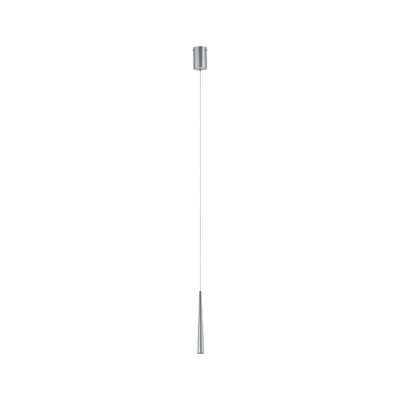 Schlanke Pendelleuchte aus gebürstetem Aluminium in Silber mit langem Kabel für moderne Innenräume