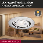 Brushed aluminium LED recessed luminaire with warm white light for cozy living spaces