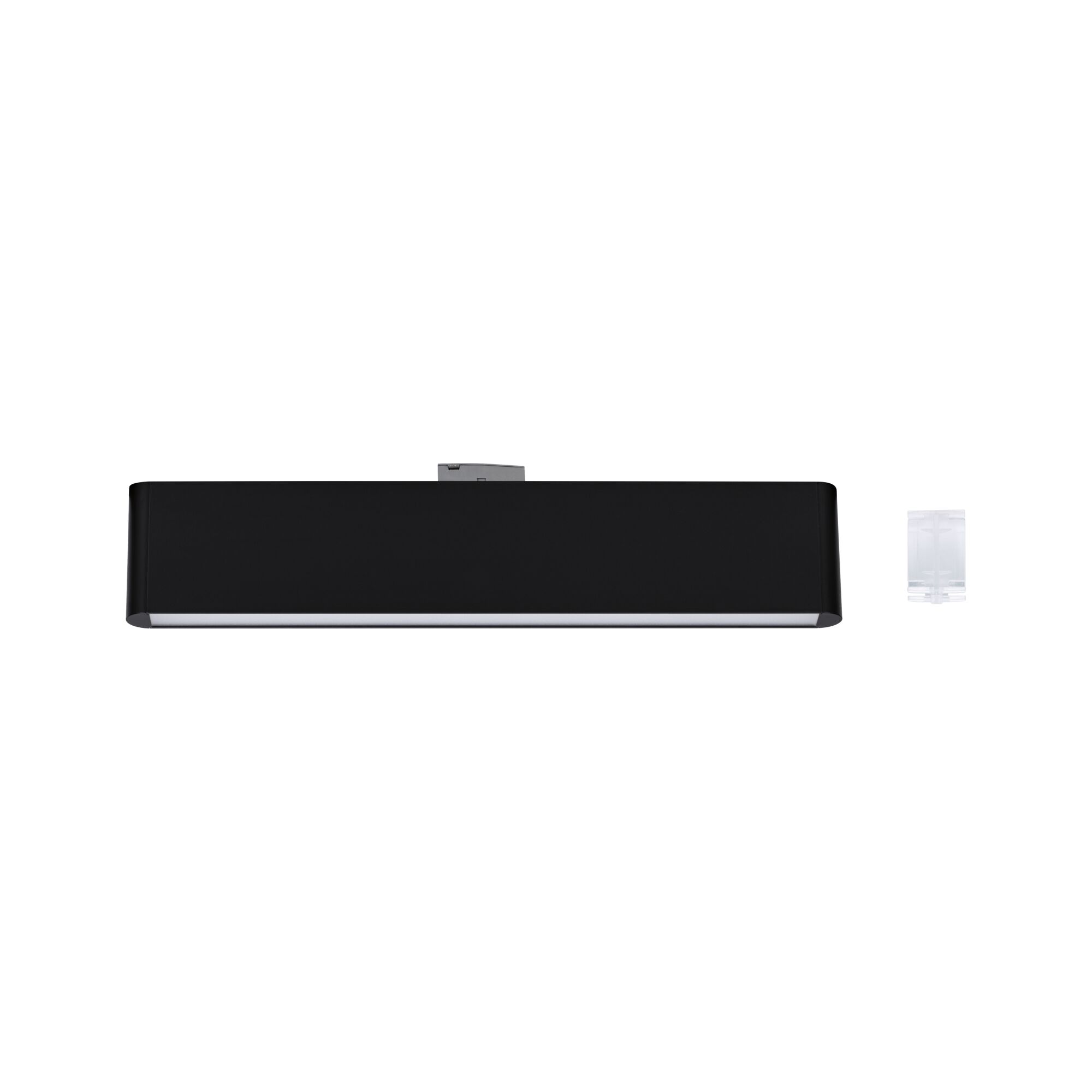 Black metal LED wall light with white diffuser for modern indoor lighting solutions