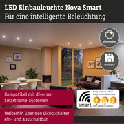 LED Einbauleuchte Nova Smart in Weiß, dimmbar und kompatibel mit Smarthome-Systemen für intelligente Beleuchtung