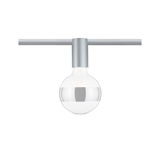 Modern ceiling spotlight with silver aluminum housing and clear bulb for stylish room lighting