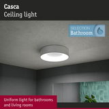 Casca white ceiling light providing uniform illumination for bathrooms and living rooms