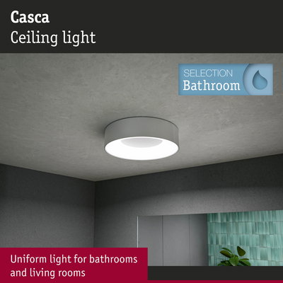 Casca white ceiling light providing uniform illumination for bathrooms and living rooms