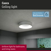 Casca white ceiling light for bathrooms and living rooms with uniform illumination