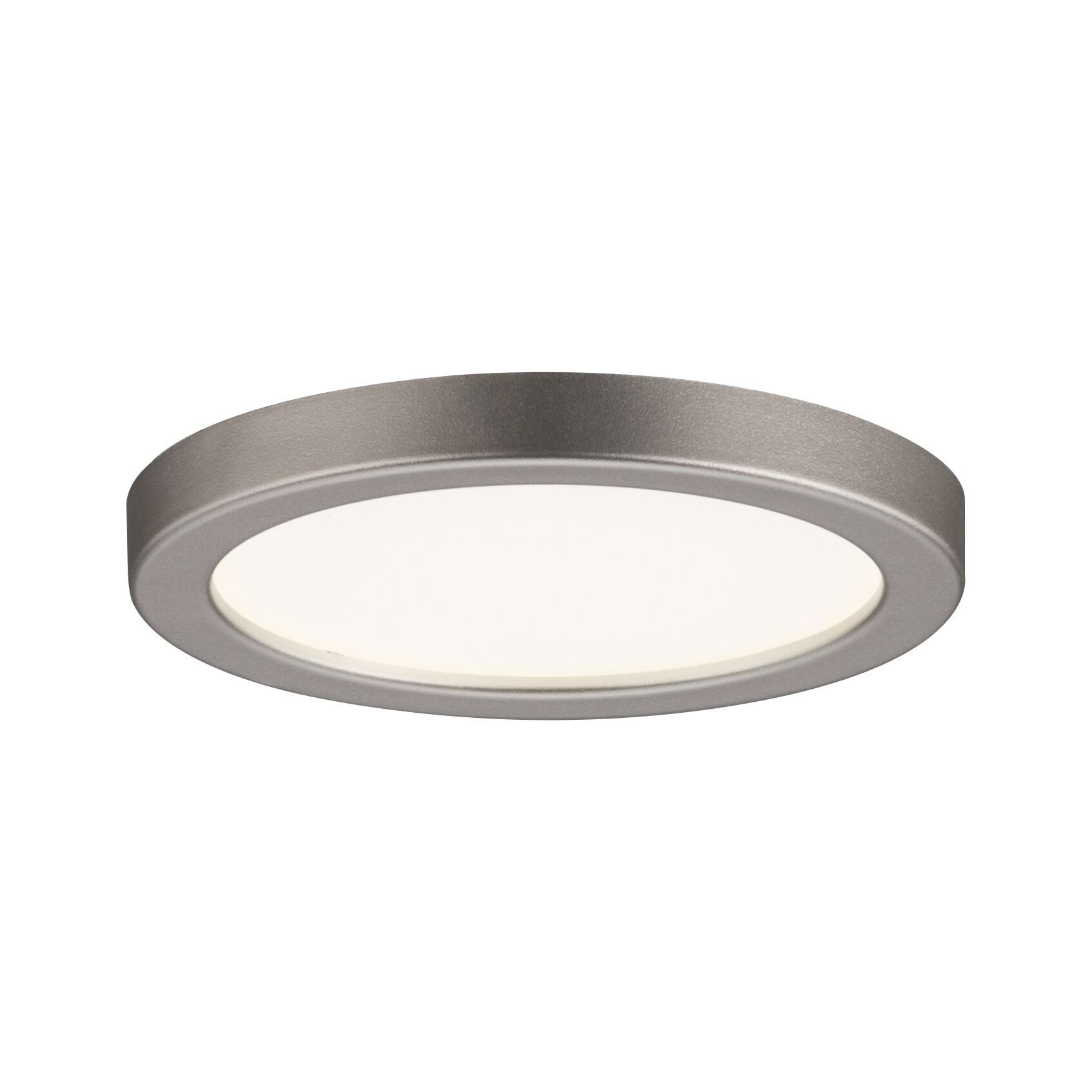 LED Recessed panel Areo round 80mm 5W 390lm 3000K Nickel matt Round LED ceiling panel in matte silver aluminum with white diffuser for modern lighting solutions