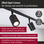 Spot URail Lirena noir en aluminium avec lampe interchangeable et ampoules LED GU10 intelligentes