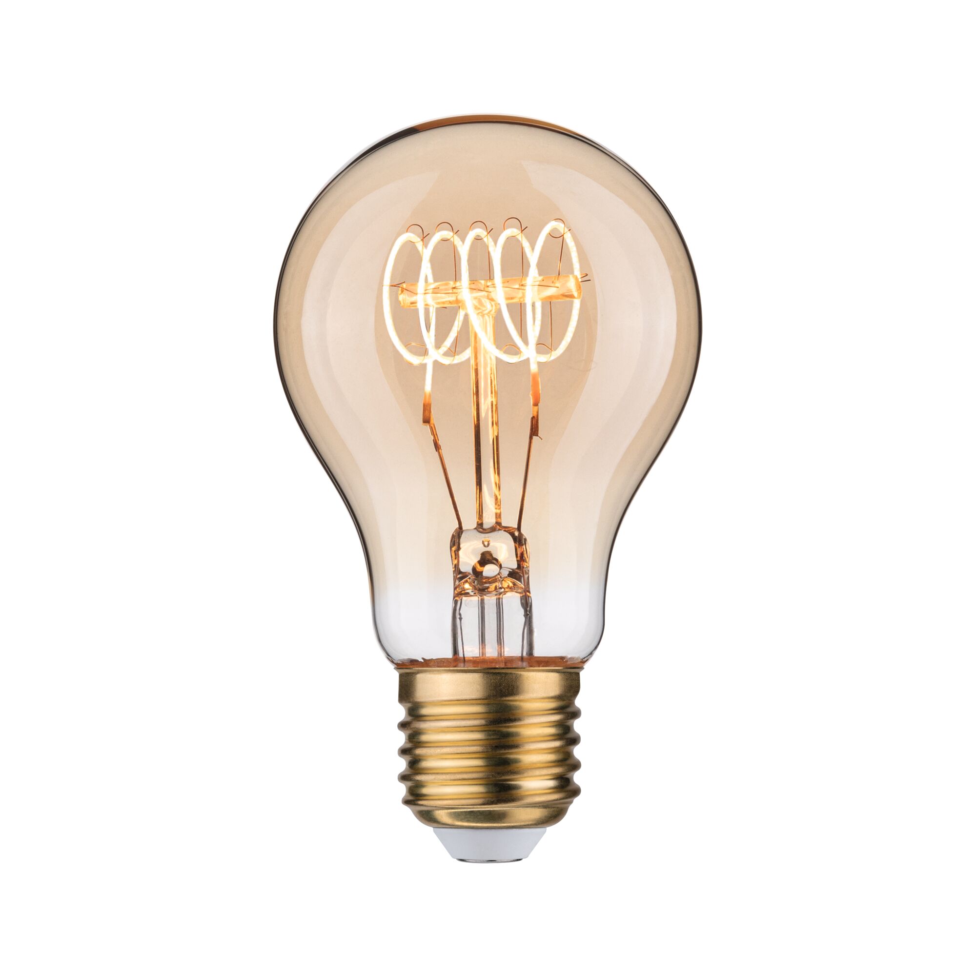 Rustic Shine Standard 230V Żarówka LED E27 300lm 4,5W 1800K ściemnialny Złoty Light bulb with visible LED filament in warm amber tone for decorative lighting use