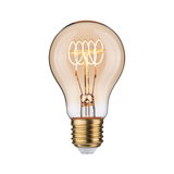 Glühbirne mit sichtbarem LED-Filament in warmem Bernsteinfarbton für dekorative Beleuchtung