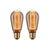 Twee vintage LED-gloeilampen met amberkleurig glas en E27-fitting voor sfeervolle decoratieve verlichting