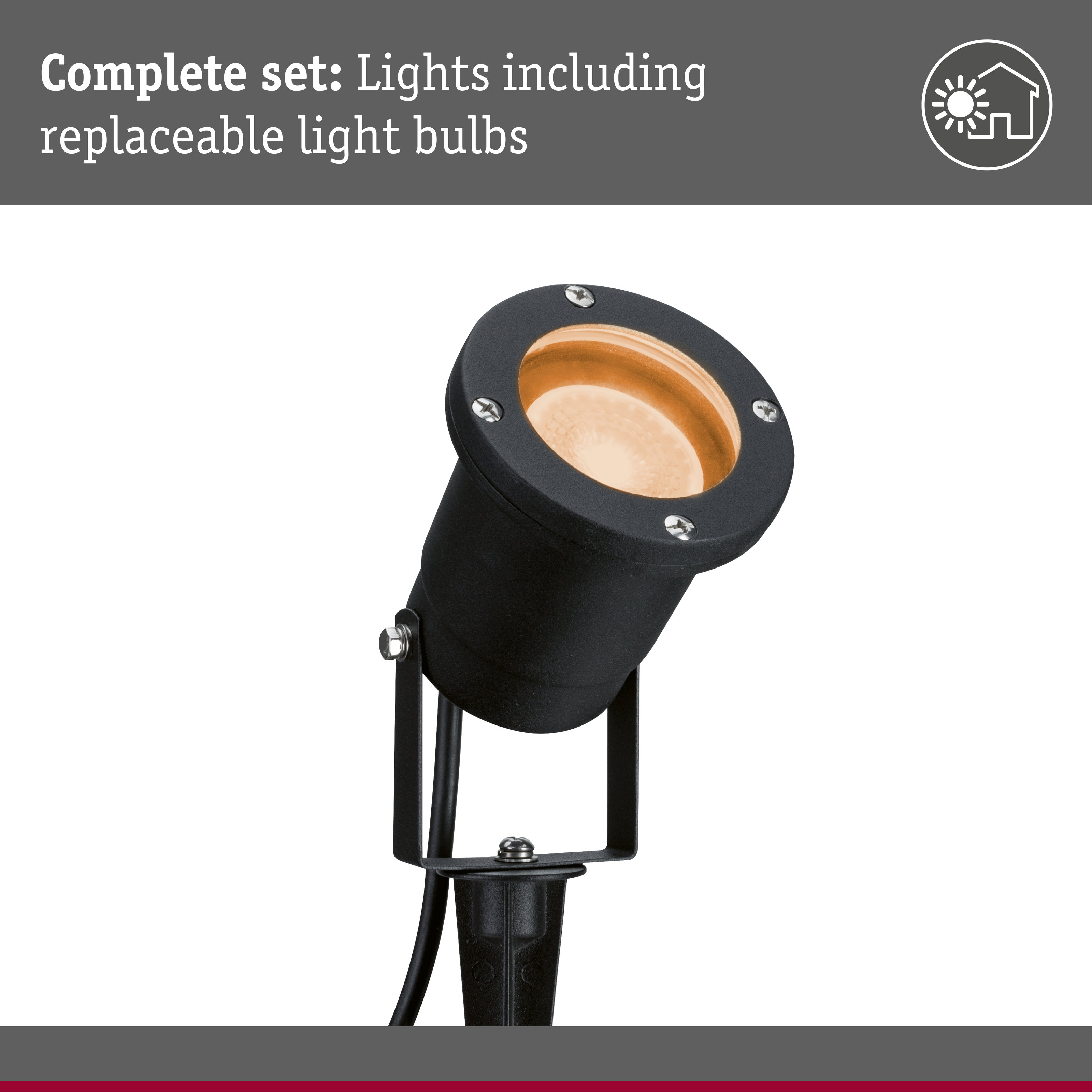 LED Garden spotlight Spot insect friendly IP65 round 92mm 2200K 4,3W 320lm 230V 38° Black Metal
