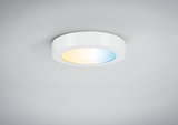 Rund hvid loftslampe med varmt og koldt hvidt lys til moderne rumstemning
