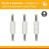 Set de 3 ampoules LED blanc neutre adaptées à la chaîne lumineuse solaire Taina pour éclairage extérieur